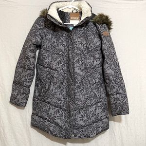 Youth Girls Size 14 ( XL ) Roxy DryFlight Gray & Black Winter Coat Parka Jacket